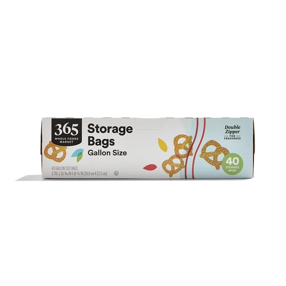 Pack of 40 beige polyethylene gallon storage bags with double zipper closure