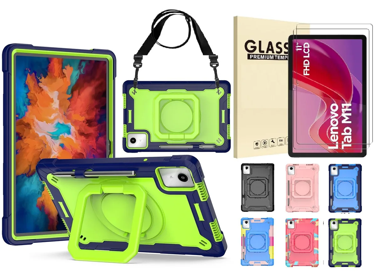 anicestore anicestore TB330FU Case Lenovo Tab M11 11" 2024 Blue/Green 360 Stand Straps 2 Glass — product photo