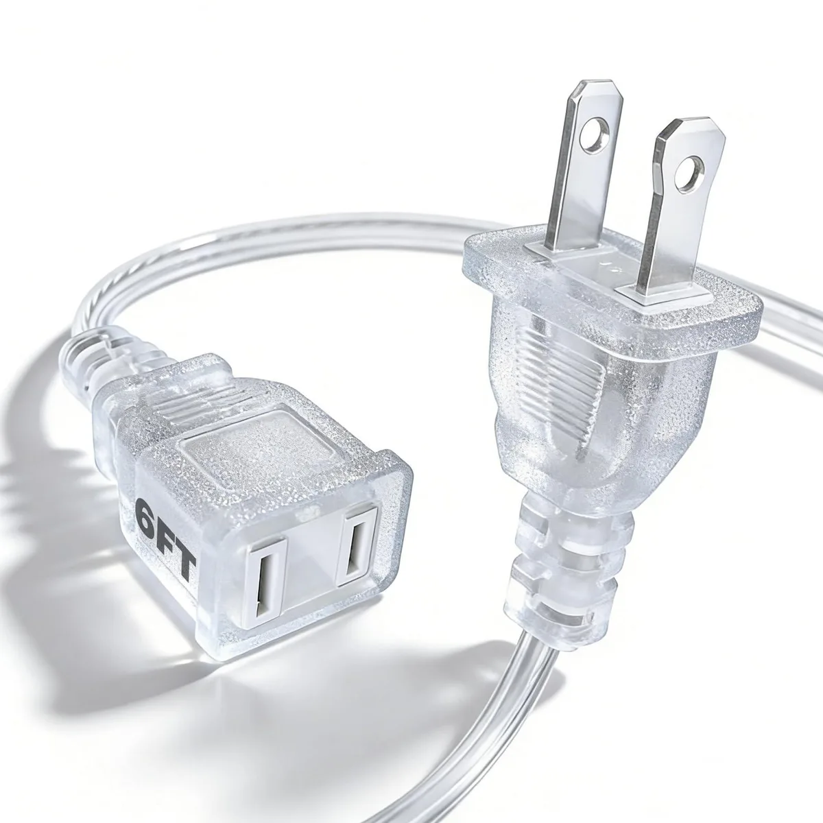  TaidaLink Ec6ft-01 Clear 6 FT 2 Prong 18AWG 10A 125V Power Extension Cord — product photo
