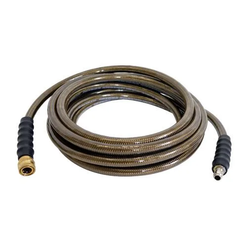 Brown 25 ft cold water hose with brass quick-disconnect fittings