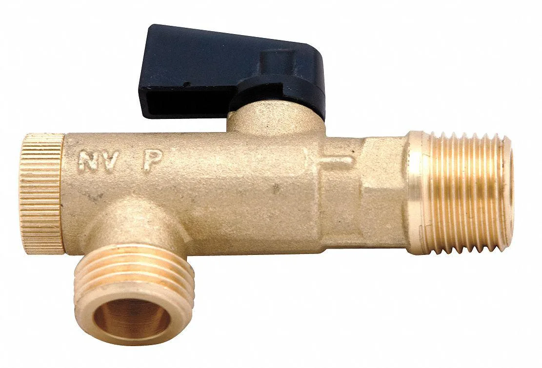 Angled brass filter ball valve with lever handle