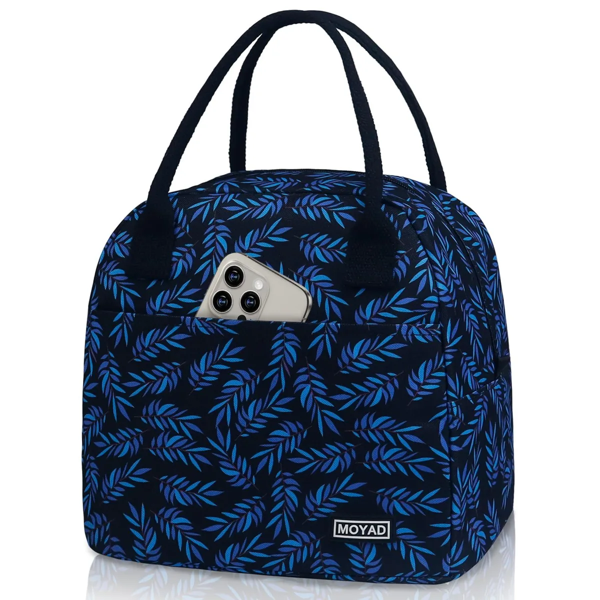 No Sew No Sew M014-BKLF Insulated Lunch Bag 10L Black Leaves — product photo