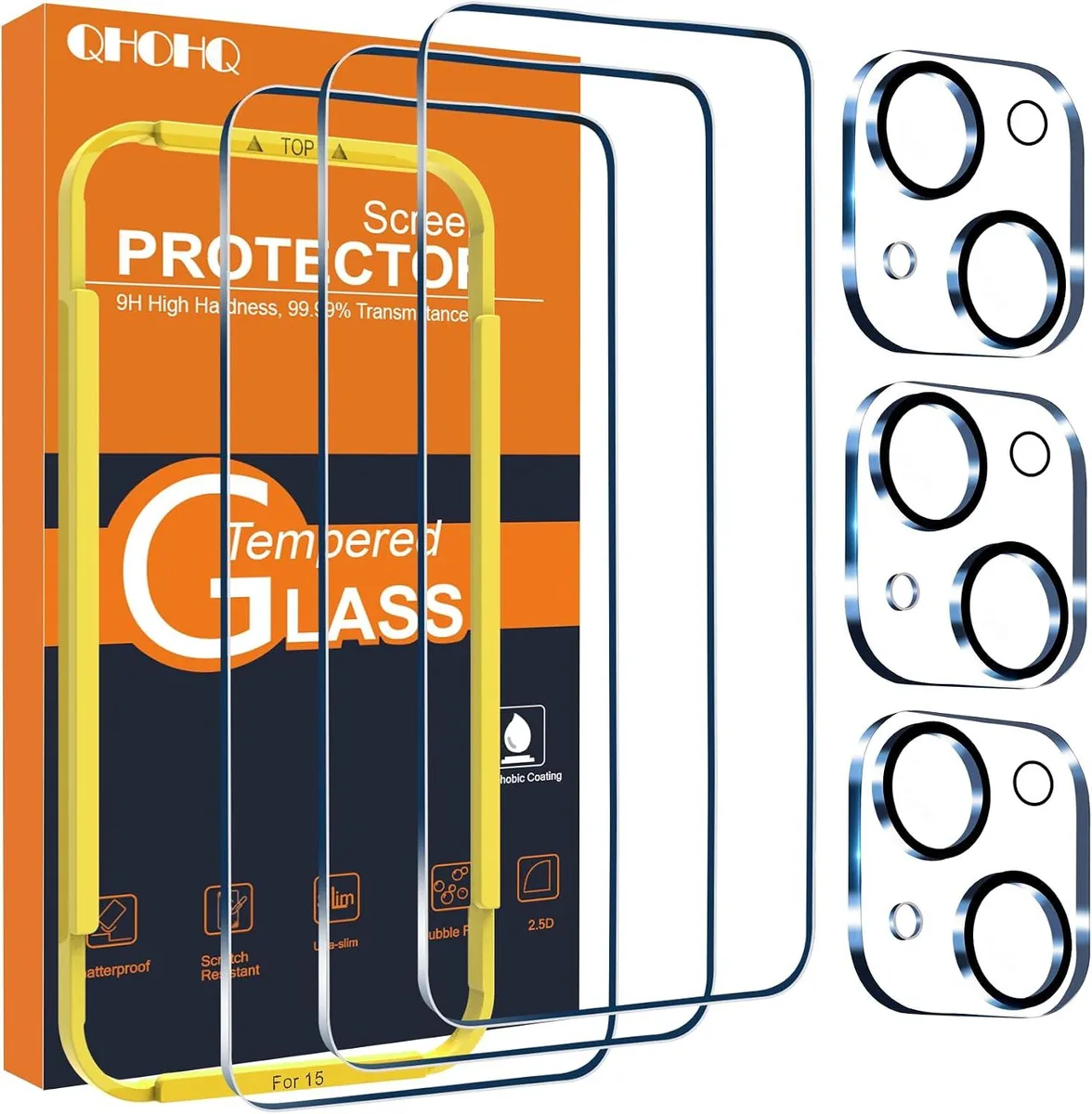 NuoTo NuoTo Screen Protector for iPhone 15 6.1 Inch with Camera Lens Protector 3 Pack — product photo