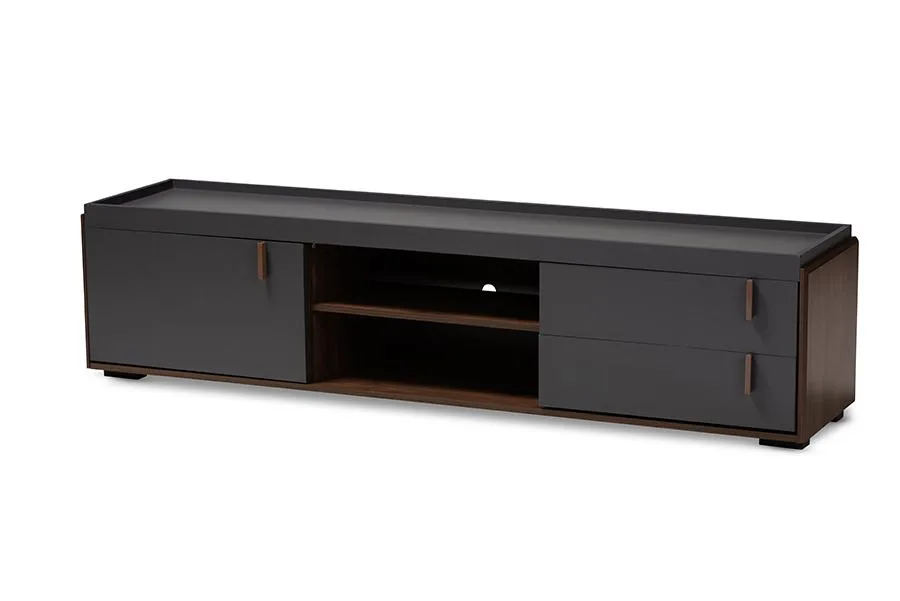 Baxton Studio Baxton Studio Rikke 70.9" 2-Drawer TV Stand Gray/Walnut — product photo
