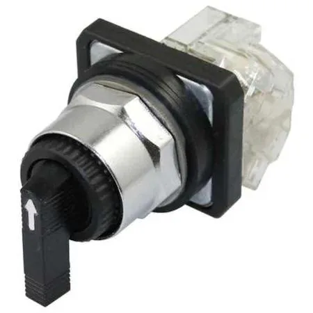 Dayton 30 mm selector switch black lever silver bezel three position