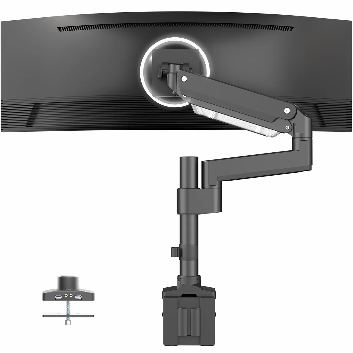 VIVO VIVO Single Monitor Arm STAND-V101GTU with USB Ports, Fits 49" Ultrawides — product photo