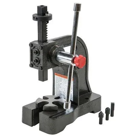 Palmgren 1/2 ton arbor press, cast iron frame, lever handle, slotted table, 9661051