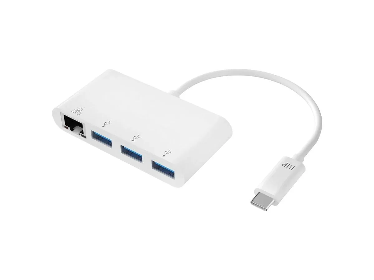 Monoprice Inc. Monoprice 114503 USB-C 3-port USB 3.0 hub with gigabit ethernet — product photo