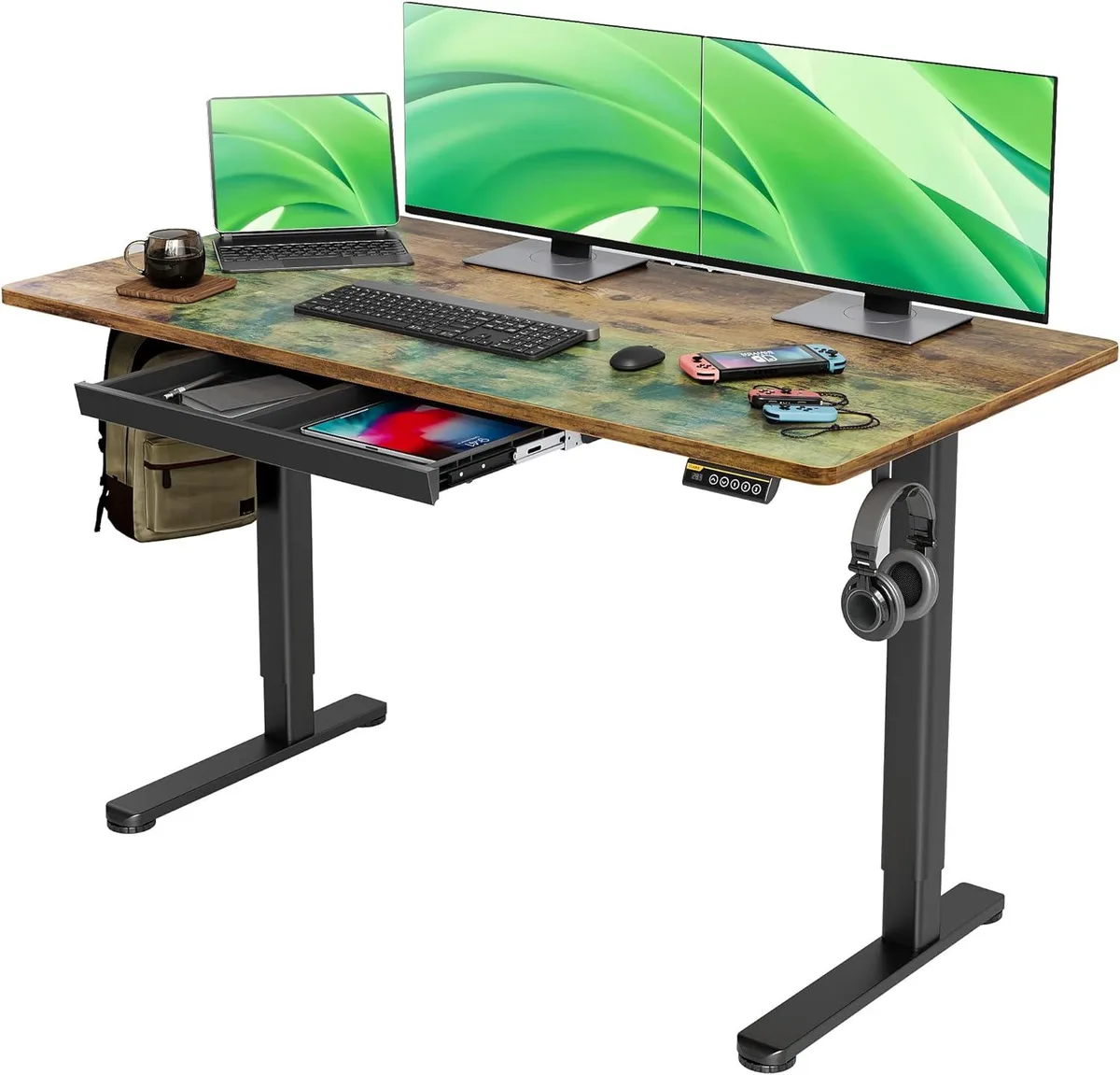 BFKK BFKK 55" Electric Standing Desk with Drawers Rustic Brown — product photo