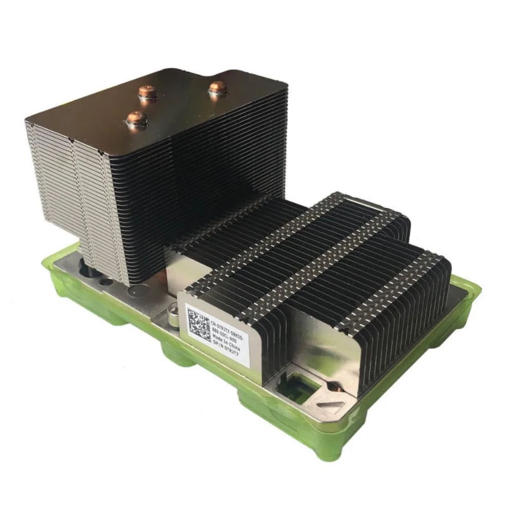 Metal heatsink with fins and mounting hardware for server CPU