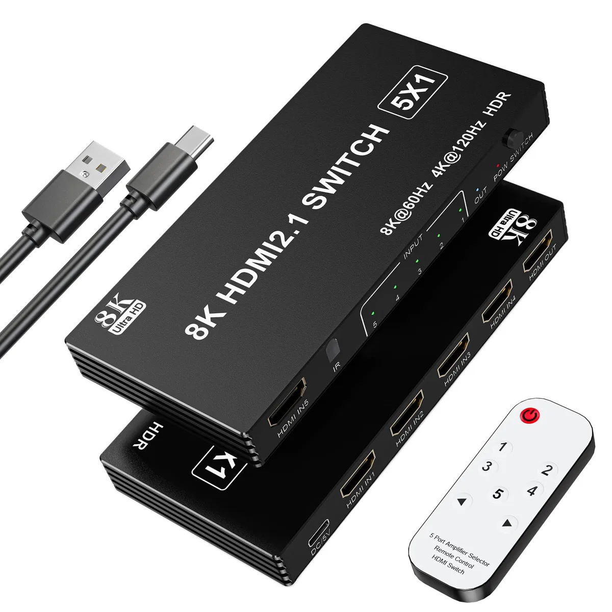 BUCIER BUCIER 8K@60Hz HDMI 2.1 Switch 5 in 1 Out video switch — product photo