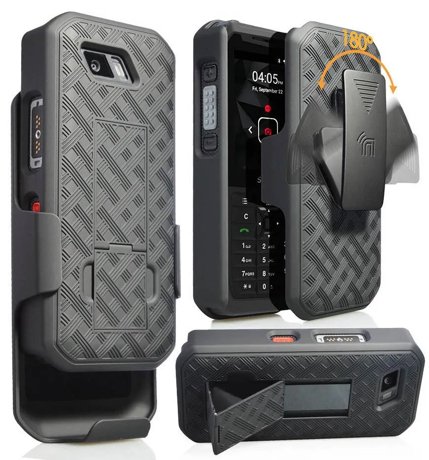 Nakedcellphone Nakedcellphone Kickstand Case + Belt Clip Holster Combo for Sonim XP5s (XP5800) Black — product photo