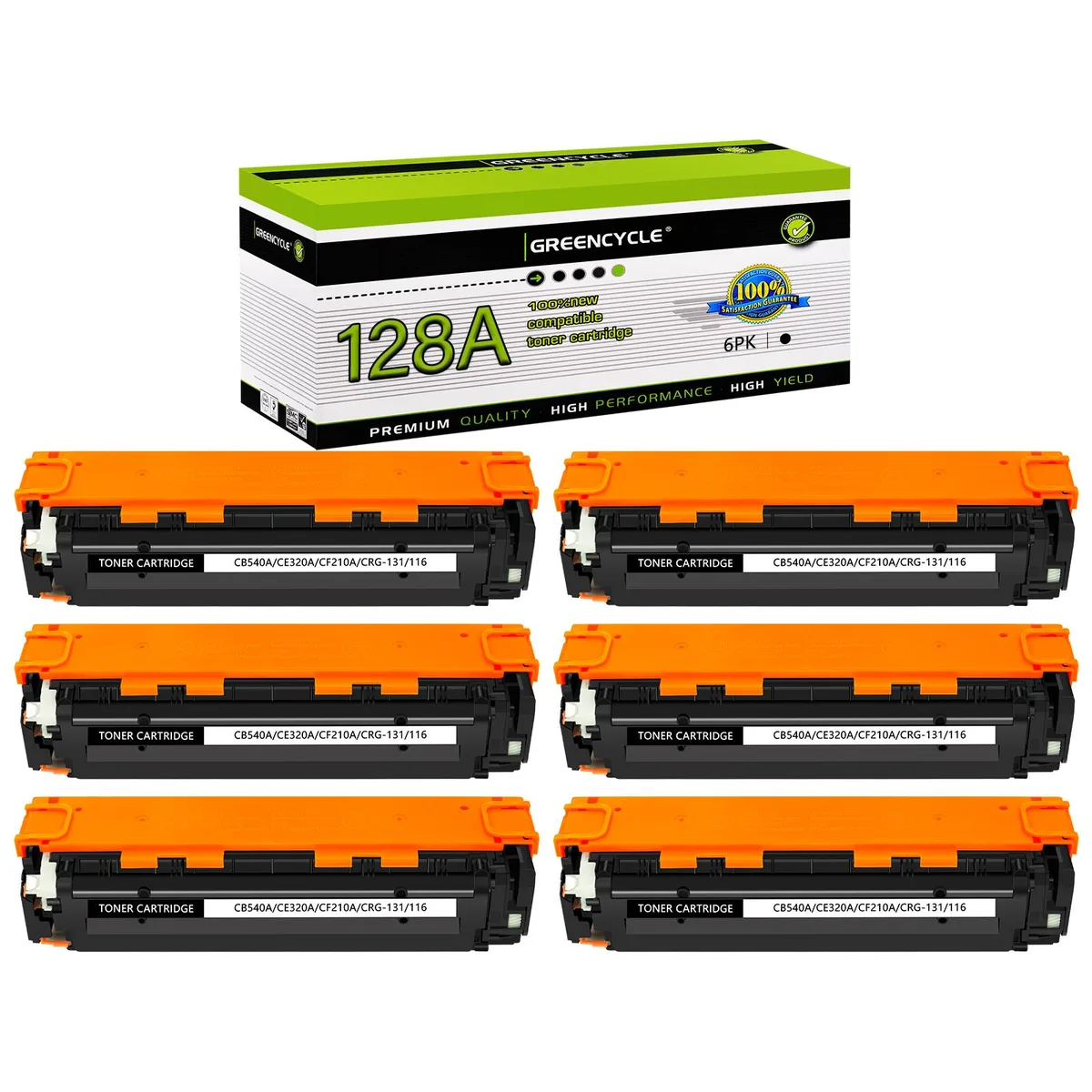 GREENCYCLE GREENCYCLE 128A CE320A Black Toner Cartridge 6 Pack — product photo