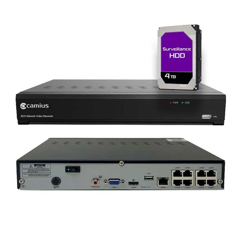 Camius Camius 8 Channel 4K PoE NVR 4TB video recorder — product photo
