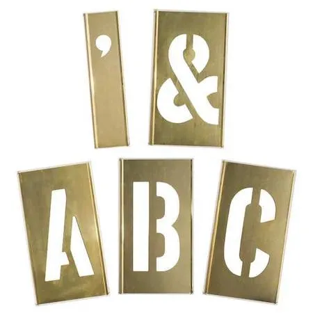 Interlocking brass letter stencil set, 33 pieces