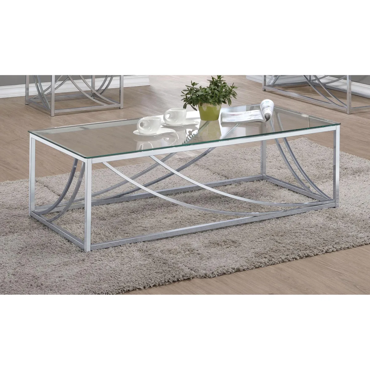 tuphen tuphen Brianne Glass Chrome Coffee Table occasional table — product photo