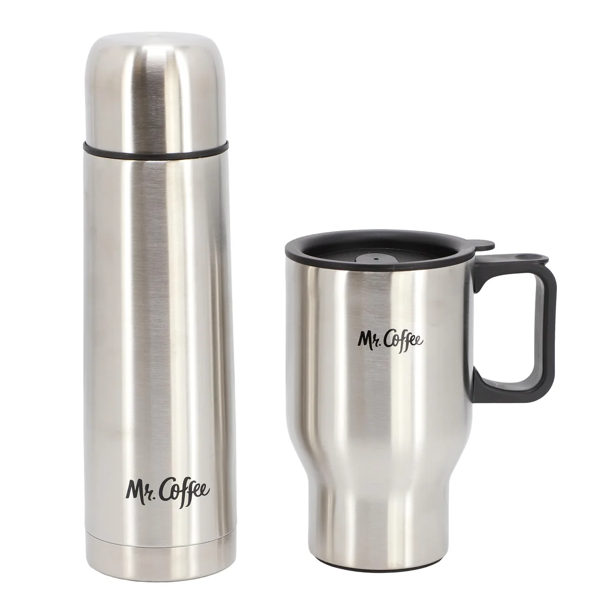 MR. COFFEE MR. COFFEE 510122607M Javelin 2-Piece Thermal Bottle &amp; Travel Mug Set Silver Drinkware — product photo