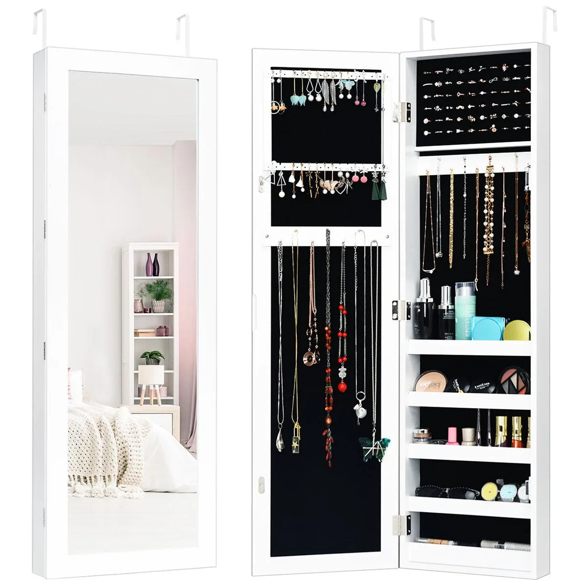 Costway Costway Door Mounted Mirrored Jewelry Cabinet White — product photo