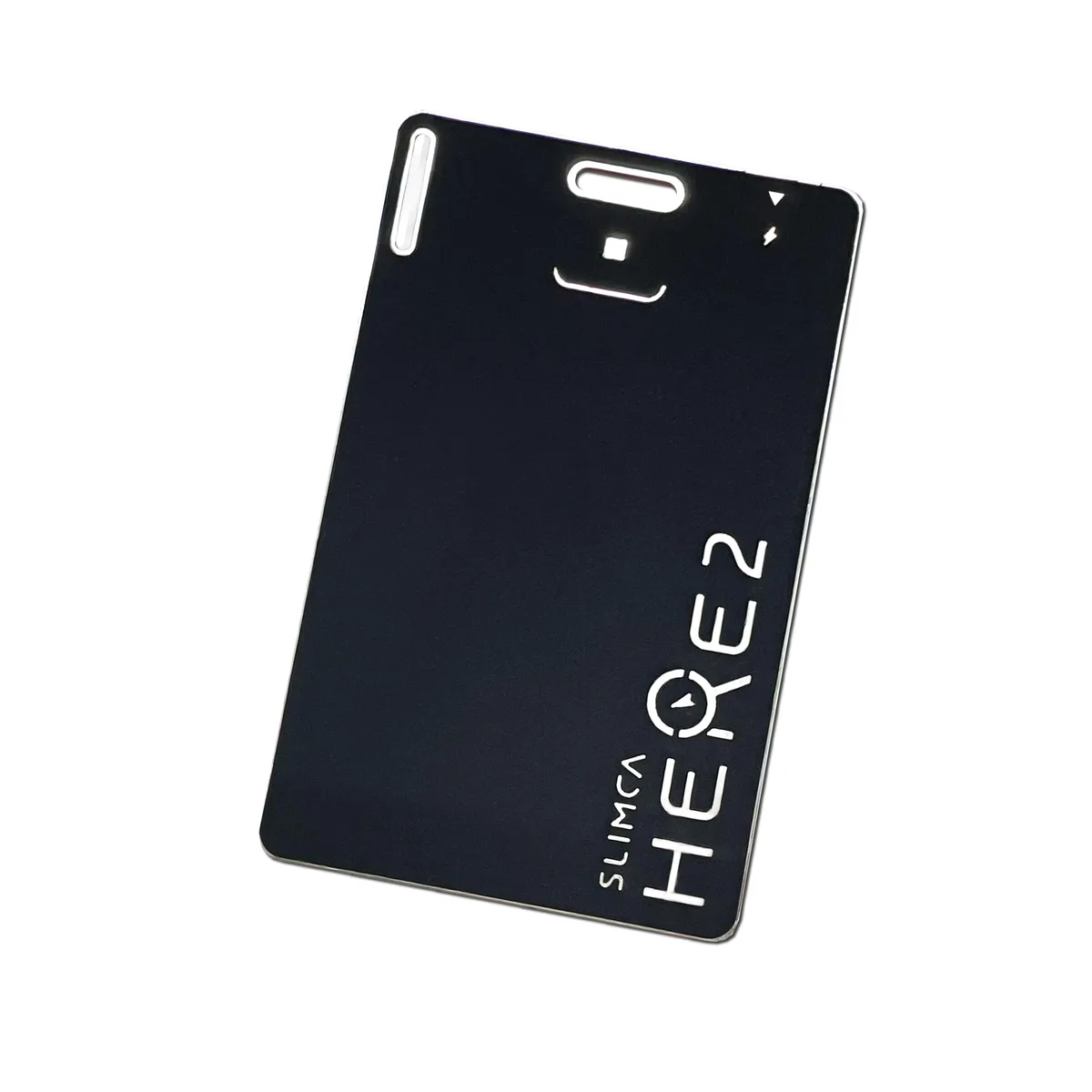 Black ultra-thin tracker card 85 by 54 by 1.3 mm stainless steel USB-C rechargeable Apple Find My compatible
