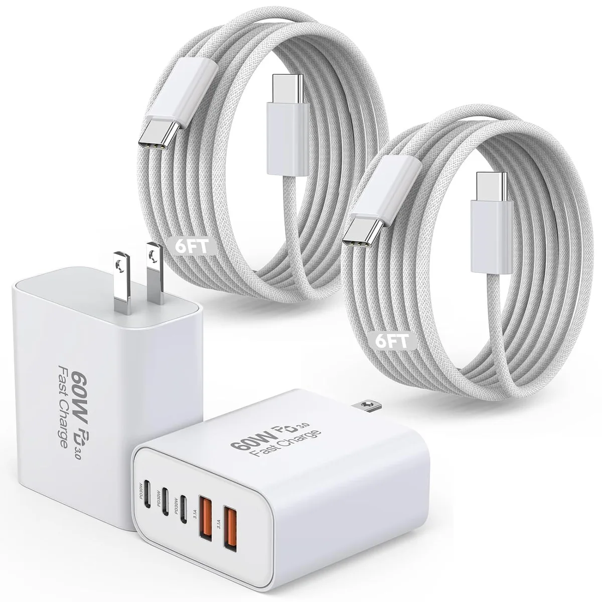 Miimall Miimall 60W 5-Port USB Charger with 6ft USB-C Cable — product photo