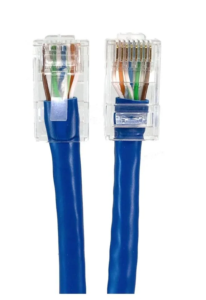 Blue 1 ft Cat6 UTP RJ45 bootless patch cable