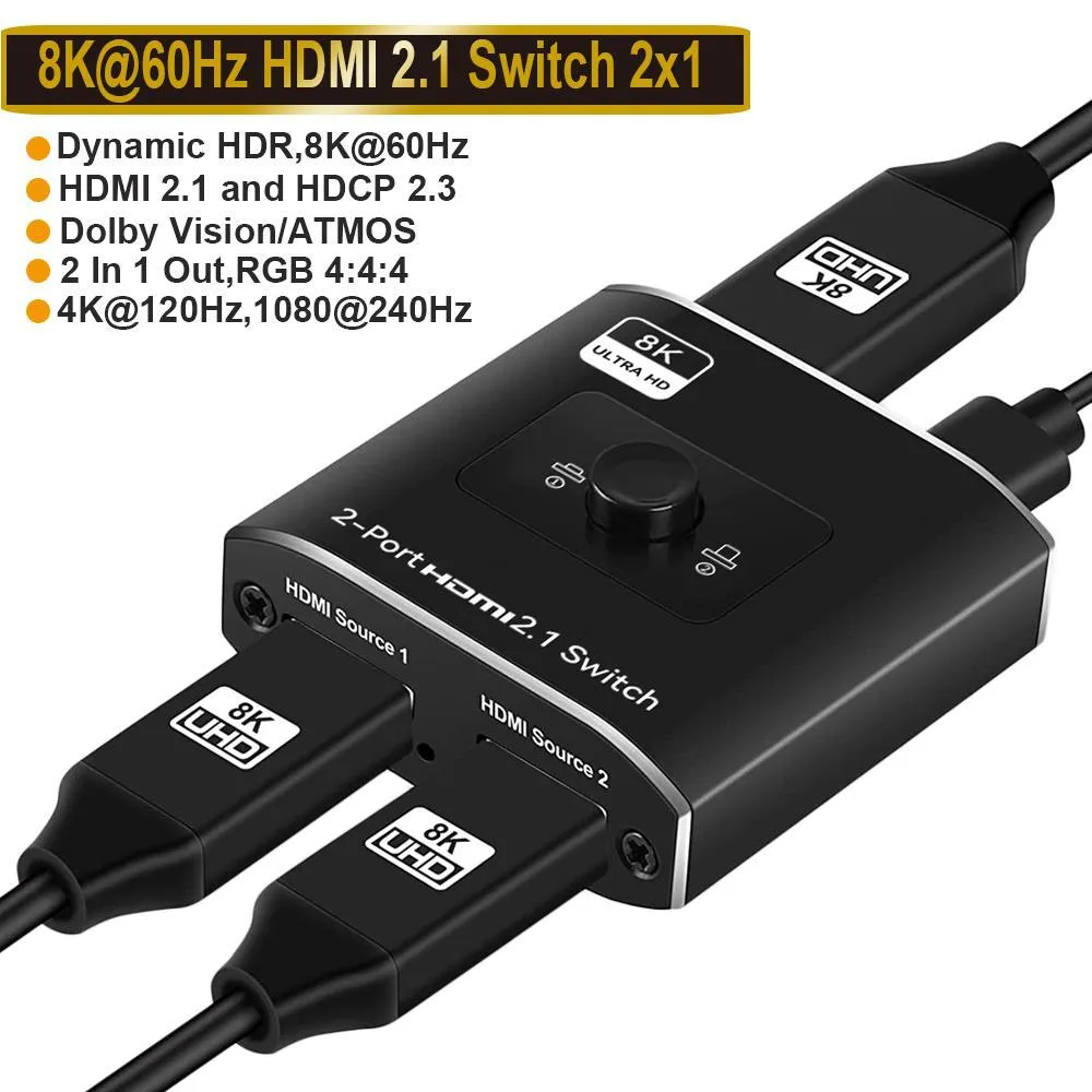 WRIARICH WRIARICH OZ8Q2 HDMI 2.1 Switch 2x1 48Gbps 8K60 4K120 — product photo