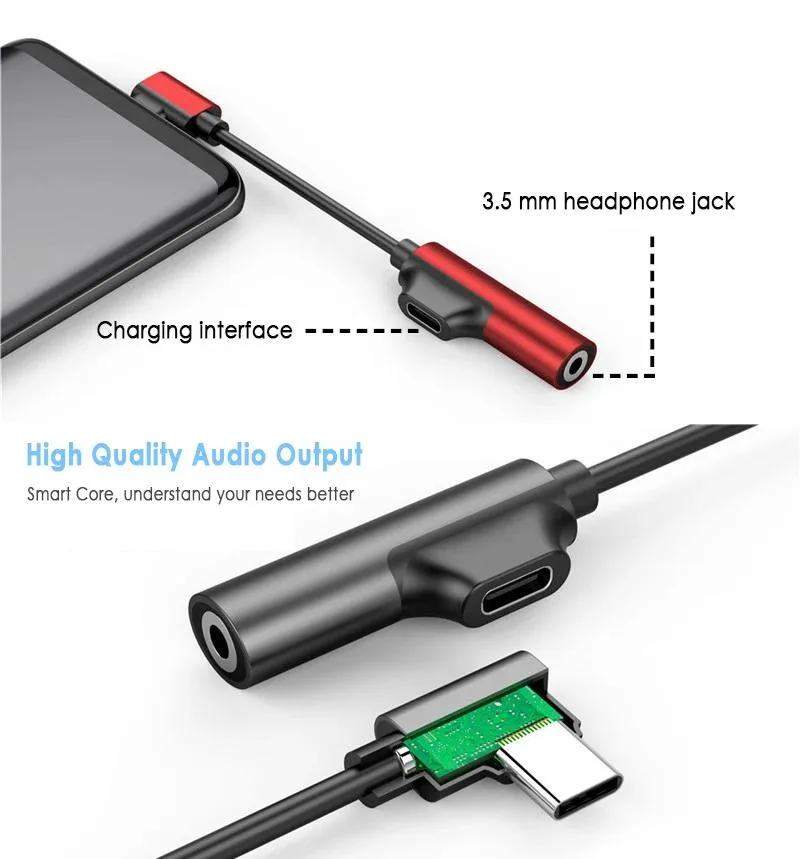 Hetai Tech Hetai Tech 2-in-1 USB-C to 3.5 mm audio &amp; charging cable — product photo