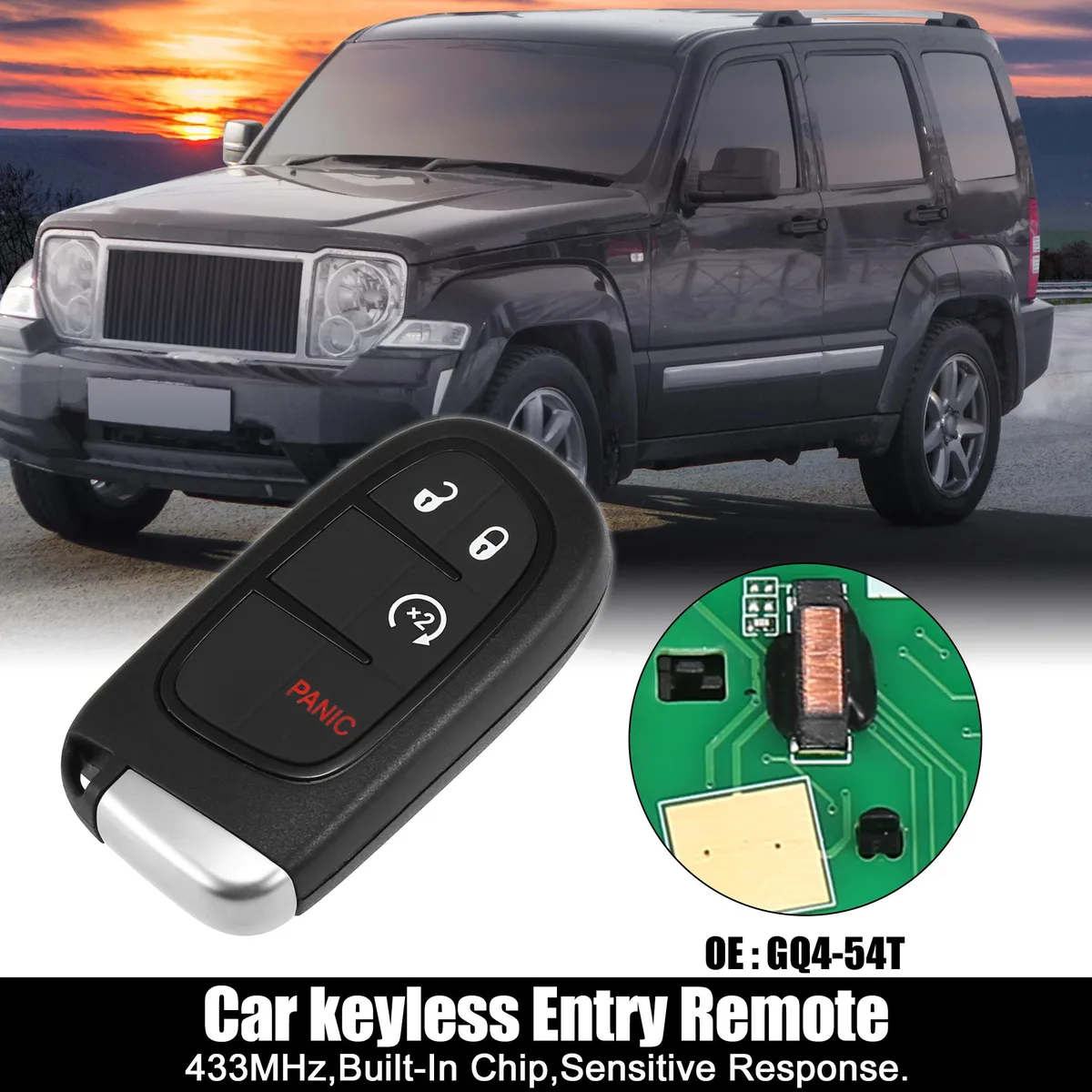 Unique-Bargains Unique-Bargains GQ4-54T 433MHz 4A Chip Jeep Cherokee 2014-2020 4 Button Key Fob — product photo