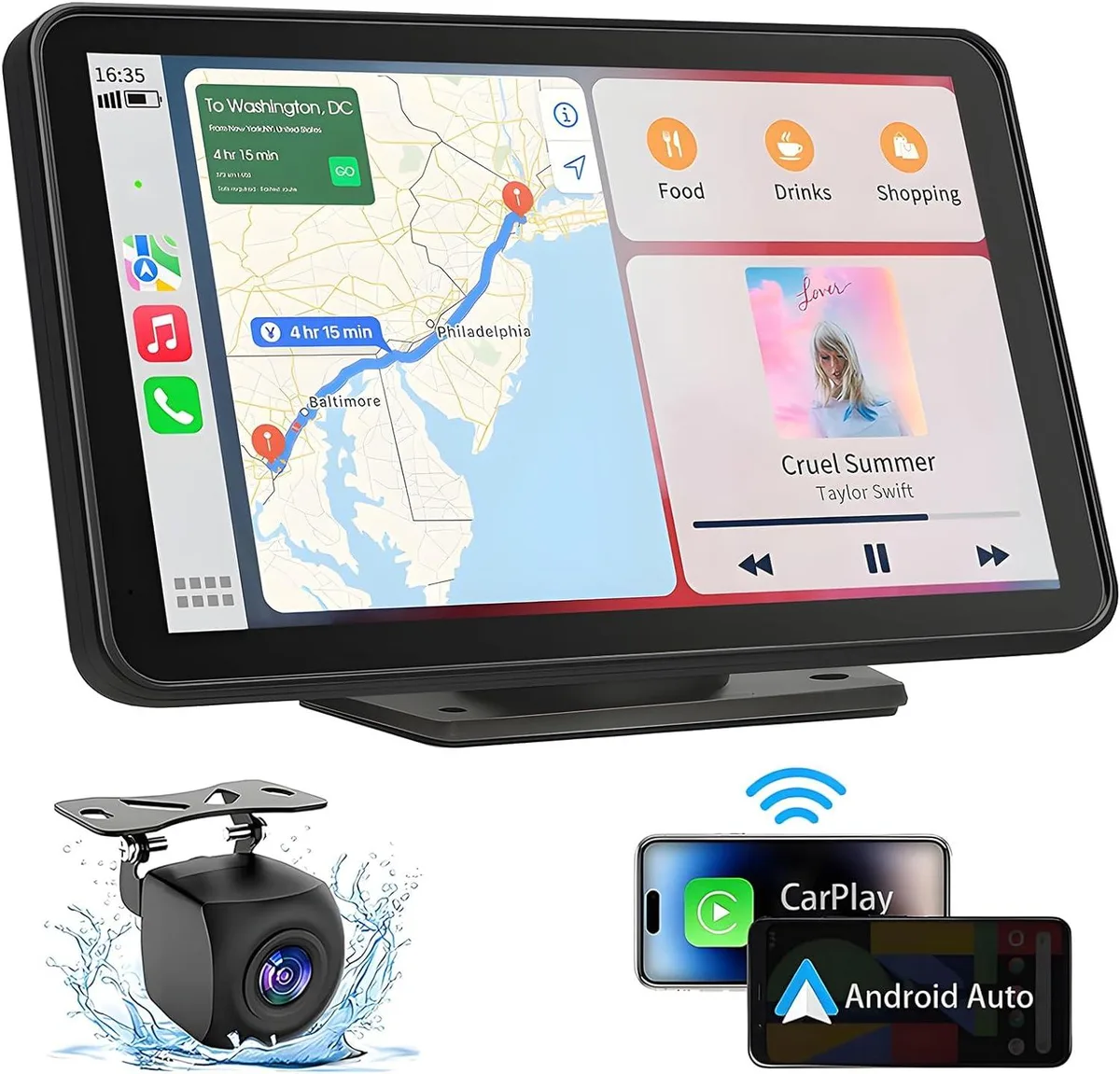 WUQ WUQ 7" HD Portable Carplay Wireless Touch Screen Double Din Car Stereo car electronics accessory — product photo