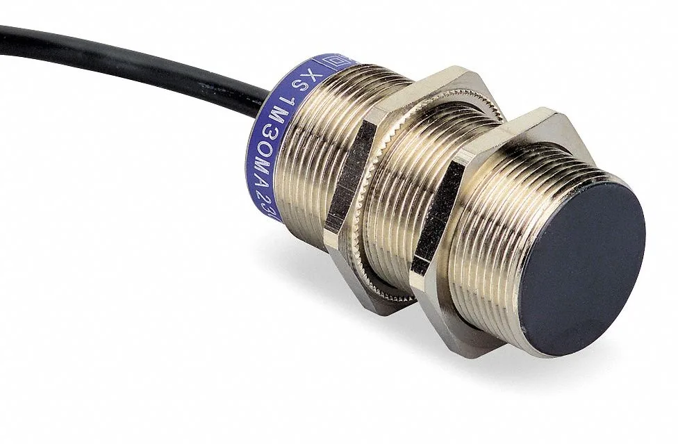 Cylindrical inductive sensor, 30 mm body, dark finish, 2 m cable attached