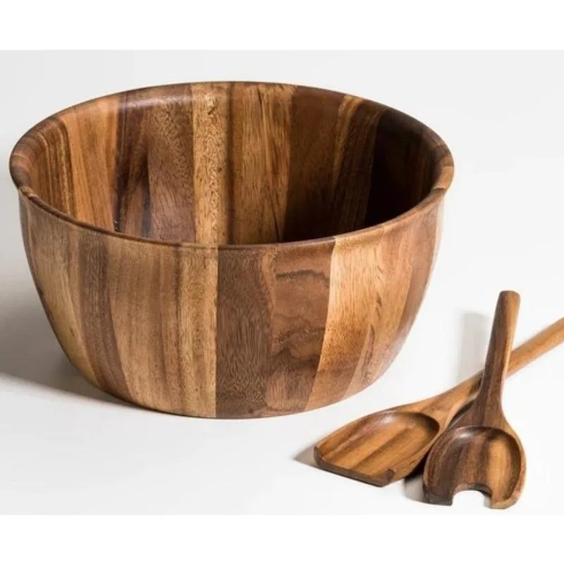 Kalmar Home Kalmar Home X-Large Acacia Salad Bowl with Servers — product photo
