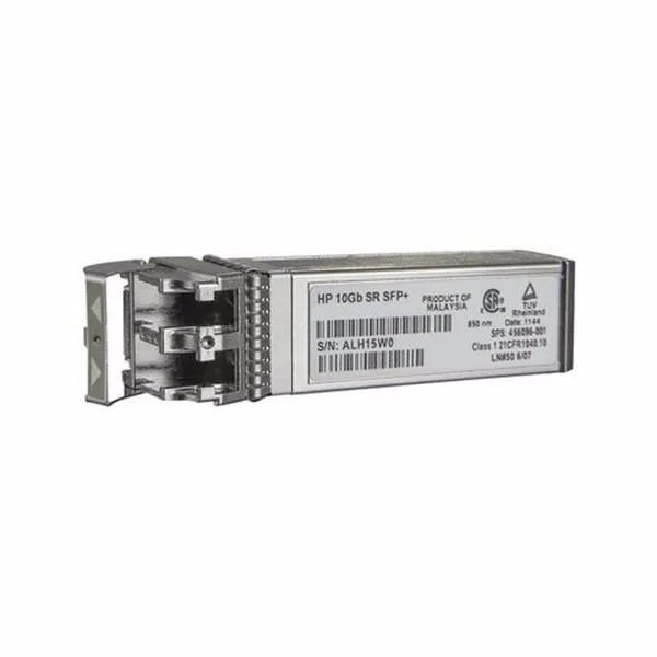 HP 455883-B21 SFP+ transceiver module, compact rectangular form, black finish