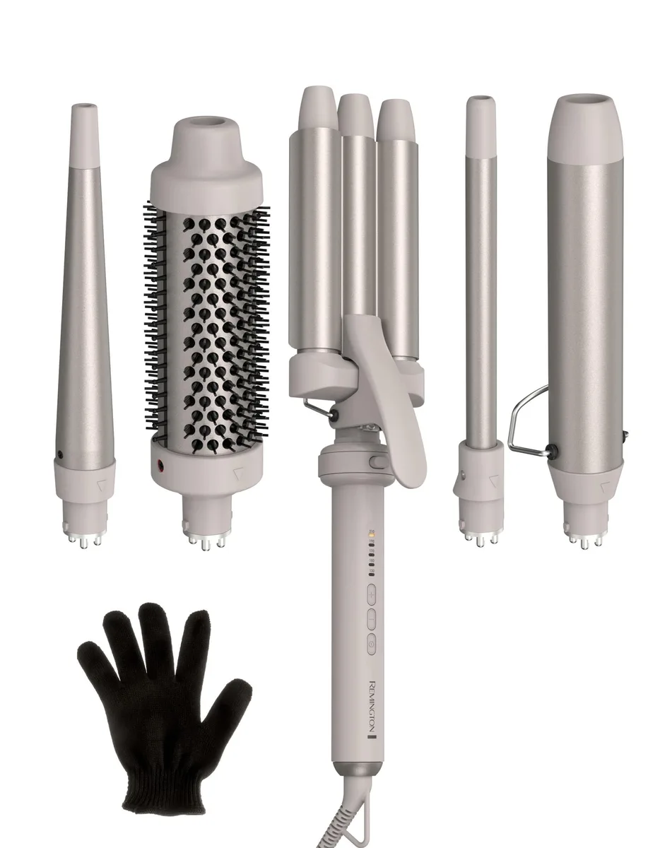 Remington 5-in-1 styling tool with five interchangeable barrels, ceramic coating, ergonomic grip