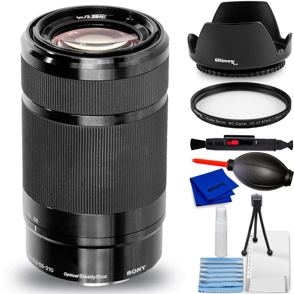 Sony Sony E 55-210mm f/4.5-6.3 OSS Lens (Black) 7PC Accessory Bundle White Box camera lens — product photo