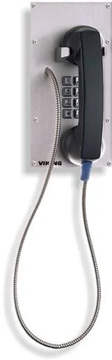 Viking VK-K-1900-8 corded phone in beige with large buttons and coiled handset cord