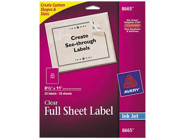 Avery Avery 8665 Clear Shipping Labels 8.5" x 11" 25 Sheets — product photo
