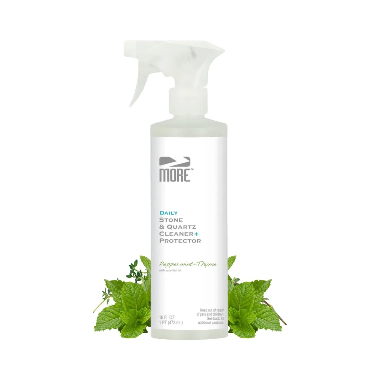 White 16oz spray bottle with black trigger and green label