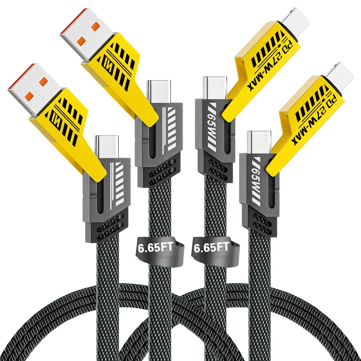  Gartmost 4-in-1 Multi Fast Charging Cable 2 Pack 6.65 FT 65W — product photo