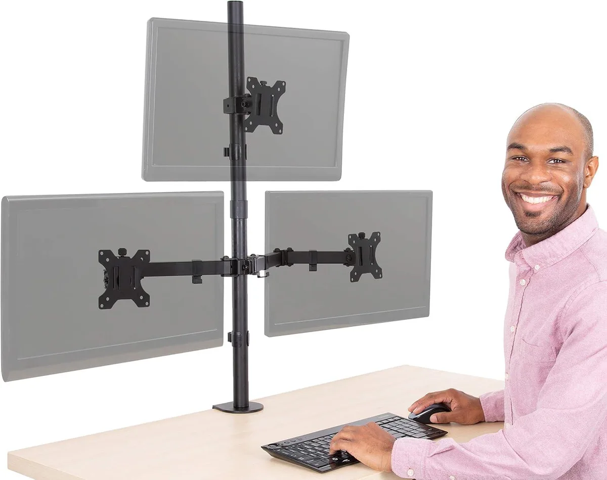 PISKEKAT PISKEKAT Triple Monitor Desk Stand Clamp Base VESA 13-32 Inch — product photo