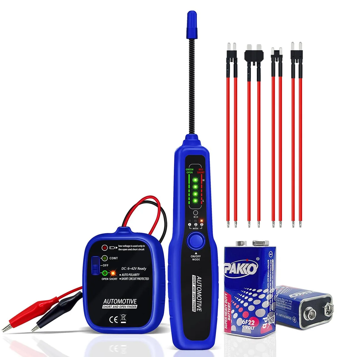 Handheld wire tracer kit with transmitter, receiver, probes and manual