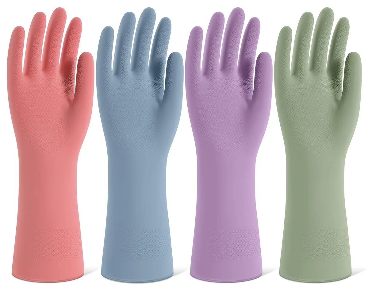 SIFANGKE Rubber Cleaning Gloves Medium Bamboo 4 Pairs — product photo