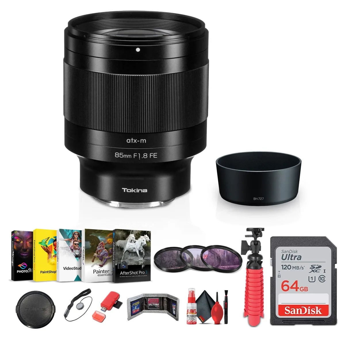 Tokina Tokina atx-m 85mm f/1.8 FE Sony E camera lens — product photo