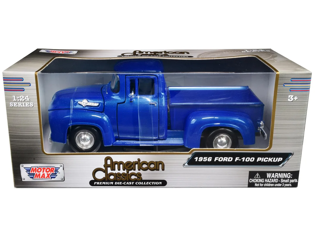 MOTORMAX MOTORMAX 1956 Ford F-100 Pickup Truck Blue Metallic 1/24 Diecast — product photo