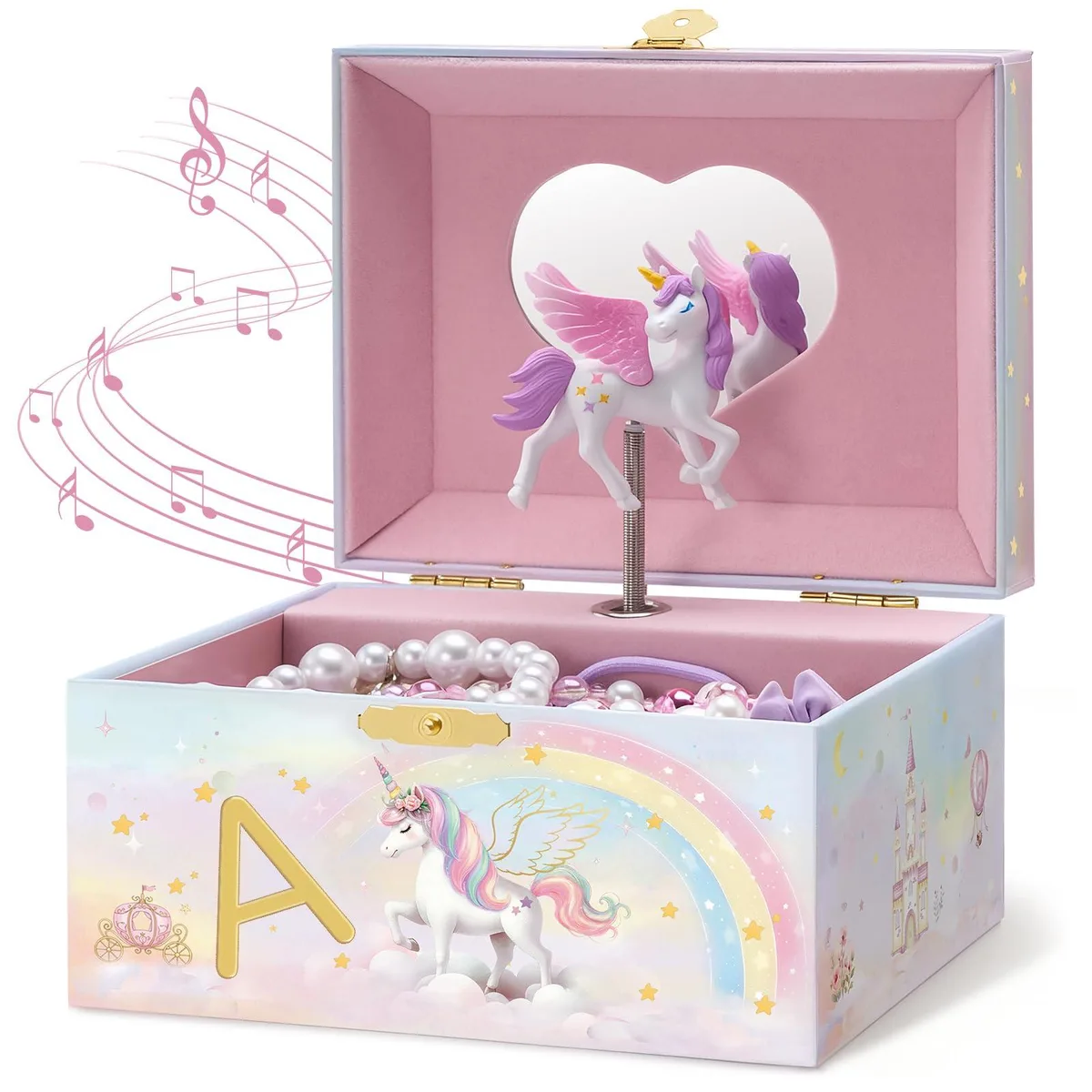 Unicorn Jewelry Box Letter A Wood Toy Storage — product photo