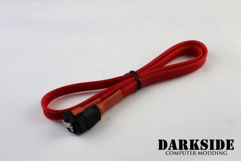 Darkside Computer Modding Darkside Computer Modding 60cm SATA 3.0 180° to 90° Data Cable UV Red — product photo