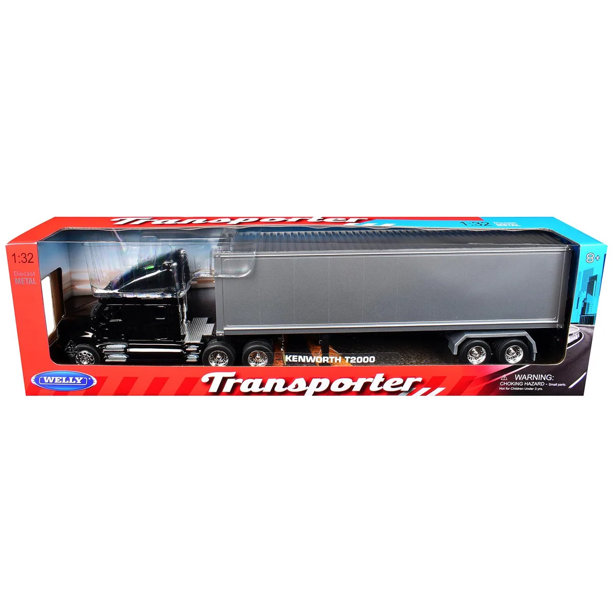 WELLY WELLY Kenworth T2000 Transporter 1/32 Diecast Truck with Gray Container — product photo