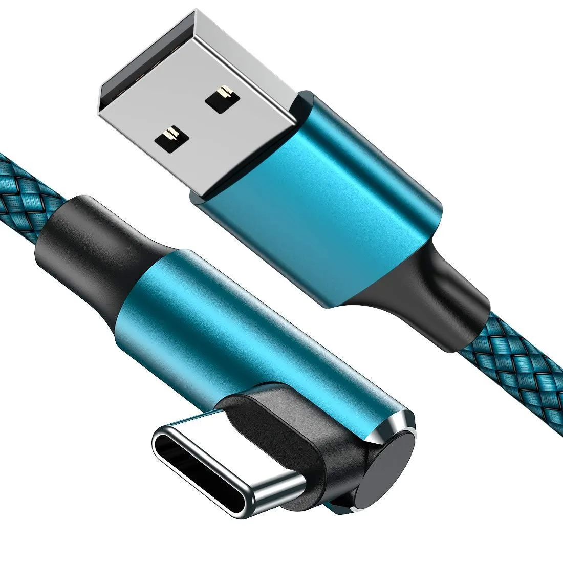  geekboy USB A to C Right Angle Cable 3-Pack 10ft Cyan — product photo