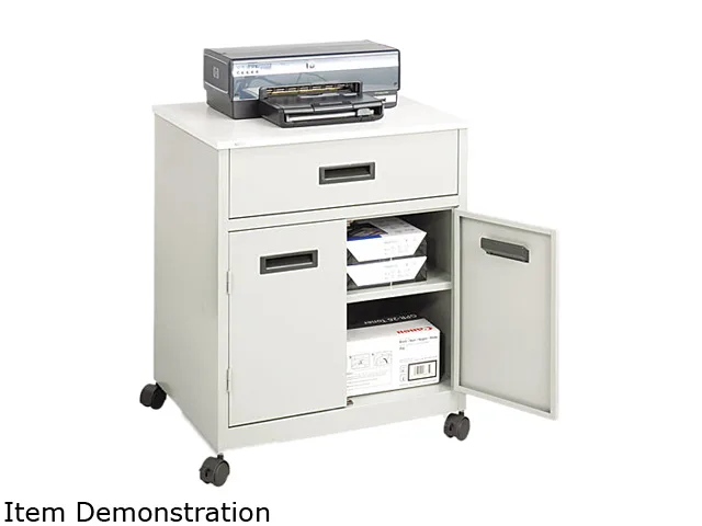 Safco Products Safco Products 1870GR Steel Machine Stand with Pullout Drawer, Gray, 25w x 20d x 29h, office furniture — product photo