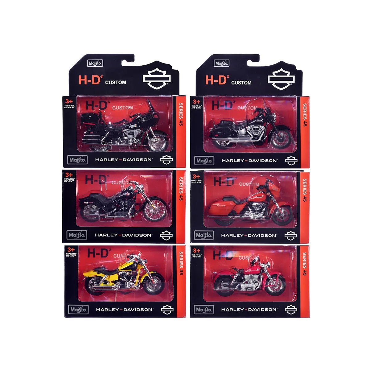 Maisto Maisto Harley-Davidson 6 Piece Set Series 45 1/18 Diecast Motorcycle Models hobby collectible — product photo