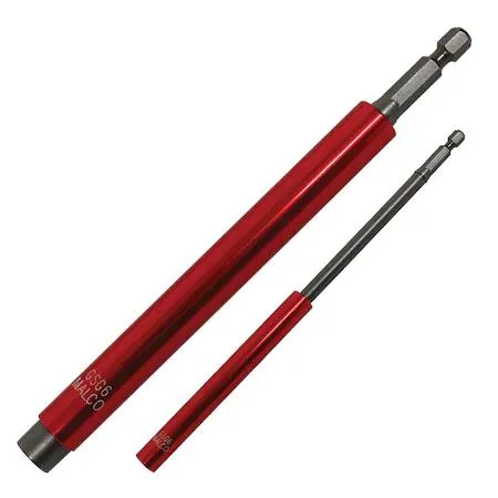 Red extra-long magnetic gutter screw guide with aluminium sleeve